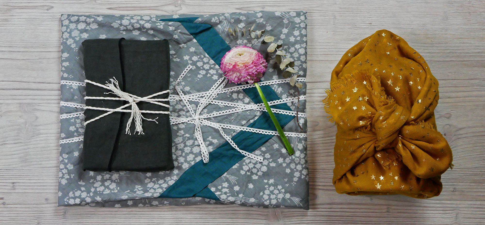 Green DIY de Noël : 3 emballages cadeaux en tissus - Atelier des